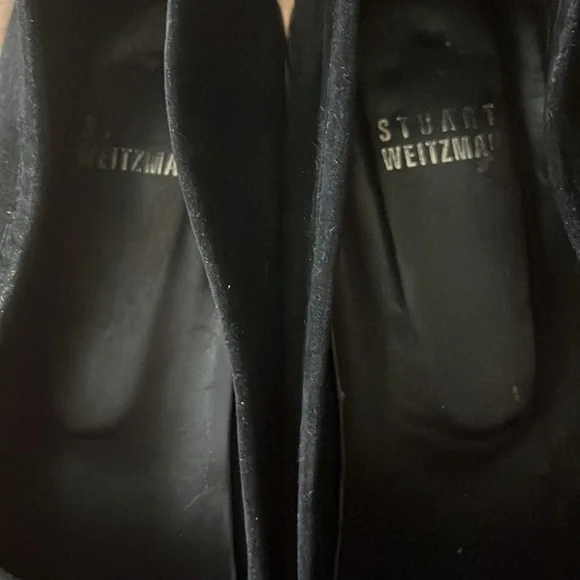 Stuart Weitzman black loafer flat moccasin embossed snake suede - Picture 4 of 6